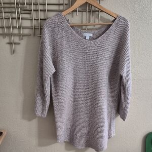 New York & Company Heathered Gray Scoop Neck Sweater